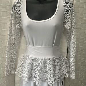 Sexy white gown Sequin Stretchy M